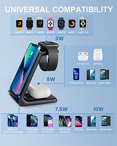 Wireless Charger Stand, CIYOYO 3 in 1 Fast Wireless Charging Station Dock for Apple Watch Series