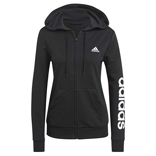 adidas Women's Black/White Logo Hoodie (Large)