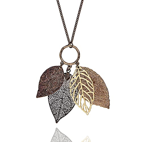 POMINA Two Tone Filigree Leaf Necklace