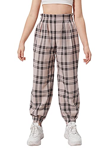 Casual Plaid Pants with Pockets for Girls