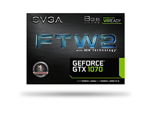 EVGA GeForce GTX 1070 FTW2 Gaming Optimized Airflow Design Graphics Card