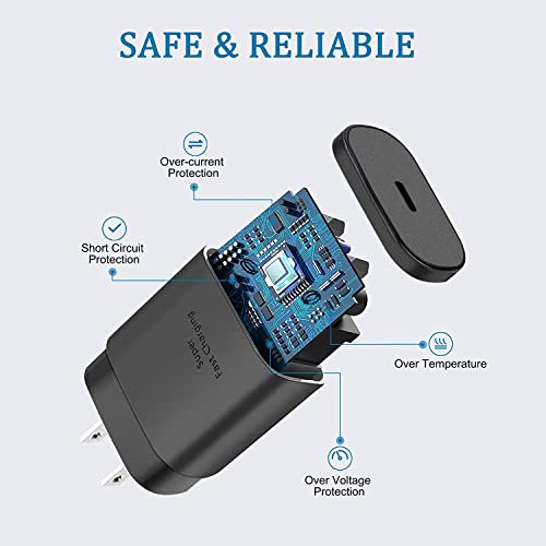 25W Super Fast USB C Wall Charger with 5FT Type C Cable for Samsung Galaxy and Note