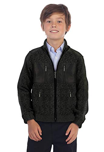 Gioberti Kids' Patch Design Cardigan Sweater, Melange Charcoal