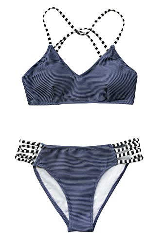 CUPSHE Ribbed Strappy Bikini Set