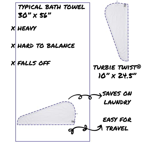 Turbie Twist Microfiber Hair Towel Wrap for Women and Men (2 Pack)