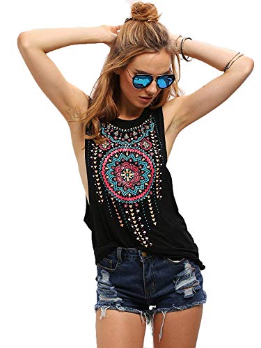 Milumia Vintage Print Tank Top, Black