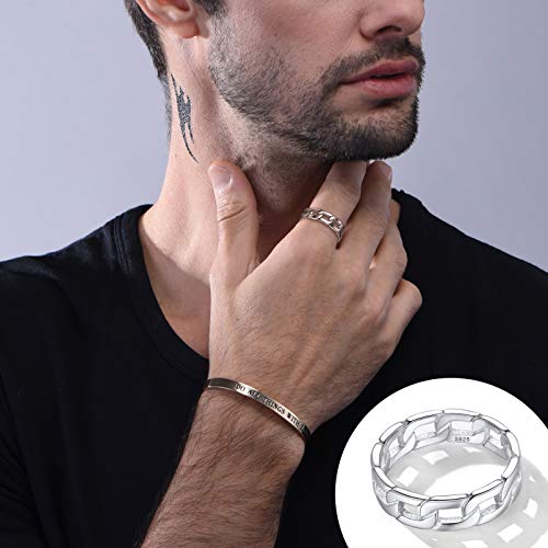 Silvora Sterling Silver Cuban Knot Link Chain Ring
