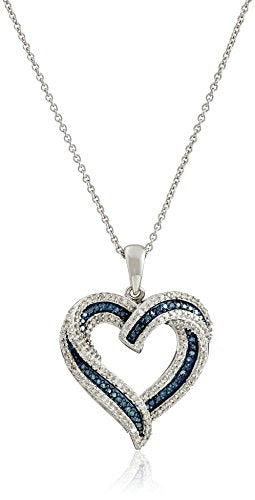 Blue & White Diamond Heart Necklace