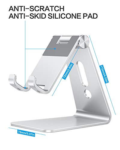 OMOTON C2 Adjustable Aluminum Cell Phone Stand in Silver
