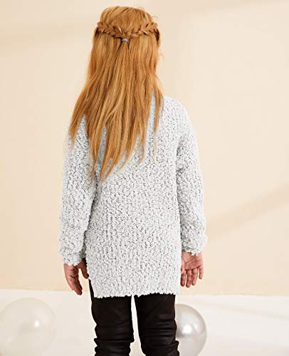 GAMISOTE Girls' White Fuzzy Sweater
