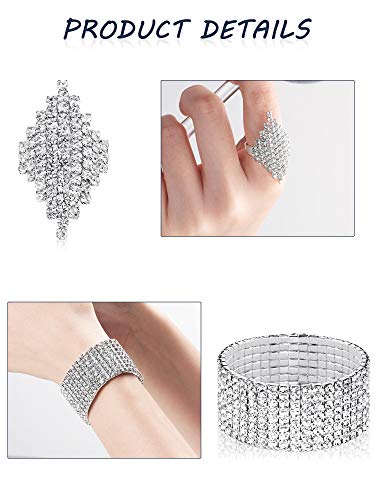 Rhinestone Stretch Jewelry Set (Silver)