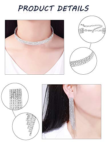 Rhinestone Stretch Jewelry Set (Silver)
