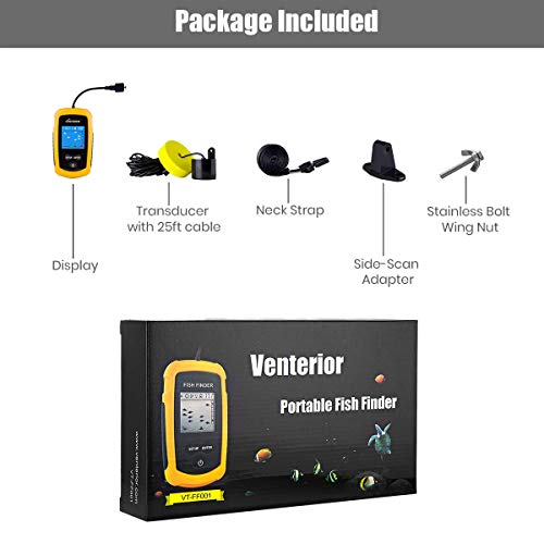 Venterior Portable Fish Finder with LCD Display and Castable Sonar Transducer