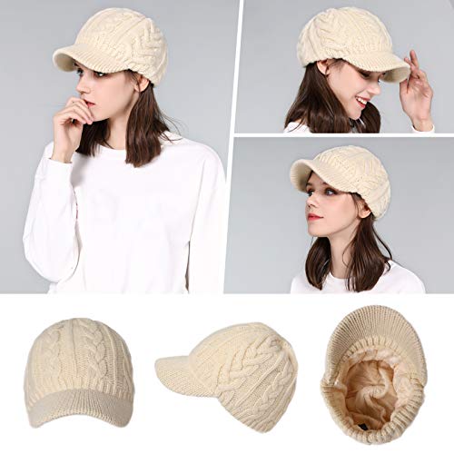Jeff & Aimy Wool Knitted Visor Beanie Cap