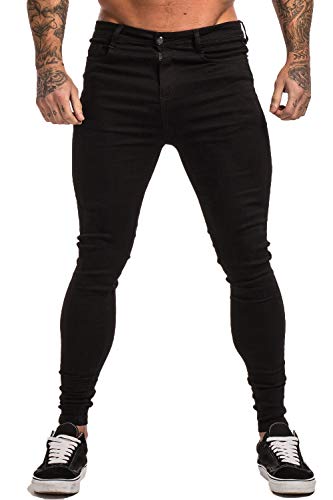 GINGTTO Men's Skinny Stretch Jeans Slim Fit (32, Black)