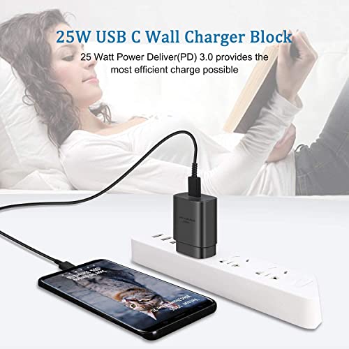 25W Super Fast USB C Wall Charger with 5FT Type C Cable for Samsung Galaxy and Note