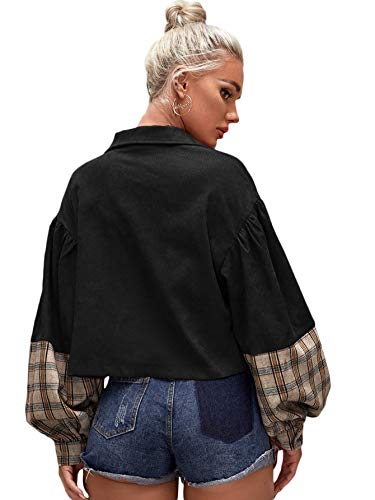Verdusa Pocket Front Plaid Corduroy Jacket