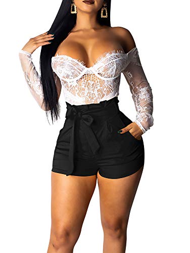 Ruffle Bow Tie High Waist Shorts