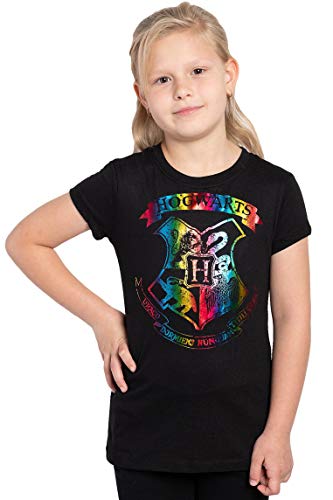 Harry Potter Hogwarts Girls Shirt (Black, 4-16, L (10/12))