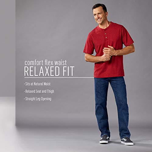 Wrangler Authentics Men’s Big & Tall Relaxed Fit Comfort Flex Waist Jean, dark stonewash, 44x32