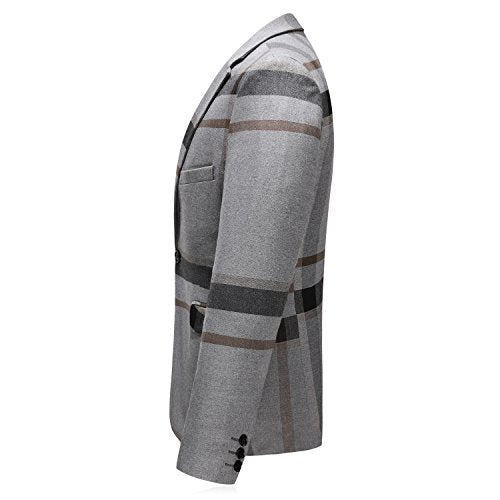 Men's Plaid 3 Piece Business Suit, Grey