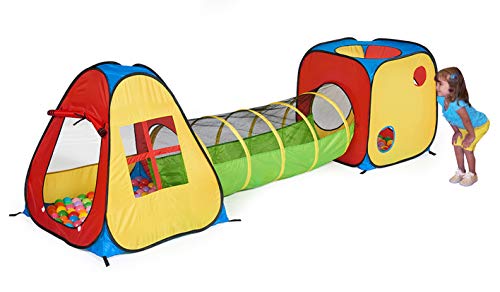 UTEX 3-in-1 Pop Up Play Tent with Tunnel and Ball Pit for Kids