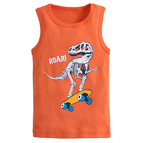 Frogwill Toddler Boys Tank Tops, Shark Dino Stripes, 3-Pack, 4T