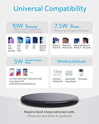Anker Wireless Charger, 313 Wireless Charger (Pad), Qi-Certified 10W Max for iPhone