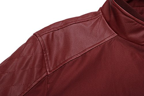 Tanming Men's Casual Slim Fit Lightweight Zip Up Softshell Bomber Jacket (Medium, Red)