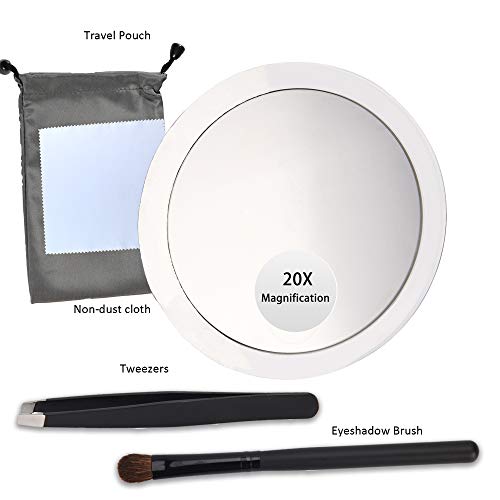 20x Magnifying Mirror with Suction Cups and Accessories