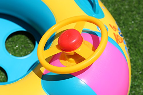 Inflatable Baby Float Swimming Ring with Sun Canopy, Inflator Pump & Waterproof Travel Bag