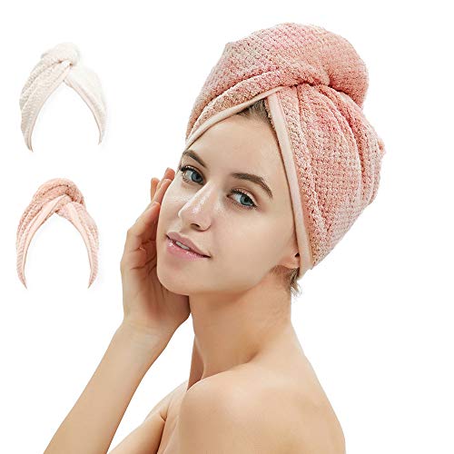 2 Pack Hair Towel Wrap with Button