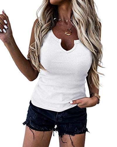 Women's Ribbed Knit Cami, White