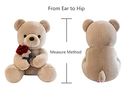 SHAFISH Cute Plush Rose Bear Stuffed Animal Teddy Bear Plush Toy Gift for Children and Girls(Light Brown,23cm/9in)