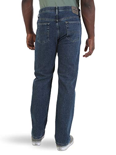 Wrangler Authentics Men’s Big & Tall Relaxed Fit Comfort Flex Waist Jean, dark stonewash, 44x32