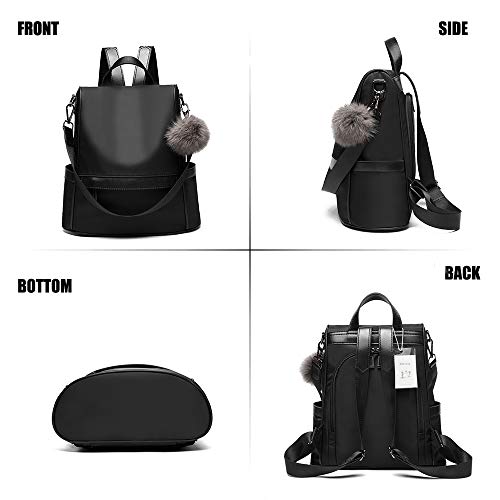 Fashionable Black Nylon Backpack Purse