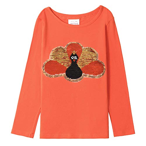 Flip Sequin Turkey Tee (Thanksgiving, Girls/Boys, Orange, 6)