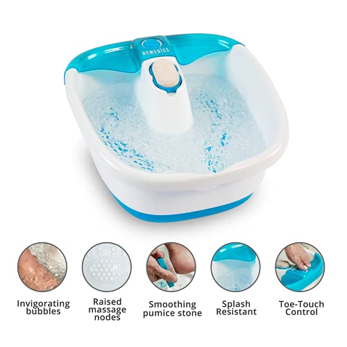 HoMedics Bubble Mate Foot Spa, Toe Touch Controlled Foot Bath with Removable Pumice Stone