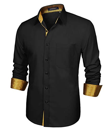 HISDERN Men's Plaid Collar Business Shirt