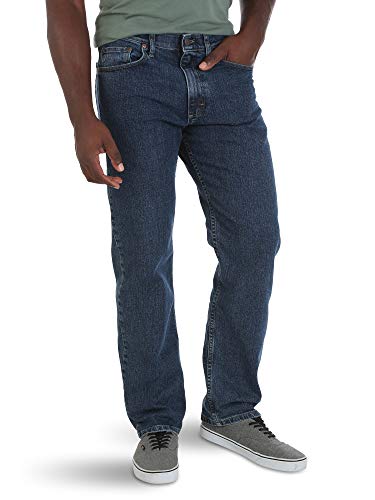 Wrangler Authentics Men’s Big & Tall Relaxed Fit Comfort Flex Waist Jean, dark stonewash, 44x32