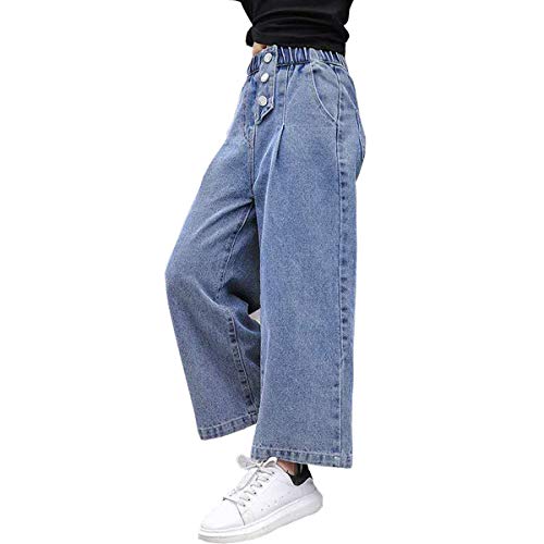 Washed Elastic Waist Jeans for Girls