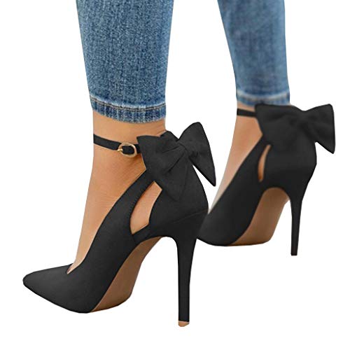 Bowtie High Heel Pumps - Ankle Buckle Strap