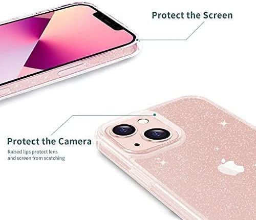 JJGoo Clear Glitter Sparkle Case for iPhone 13 - Cute and Protective