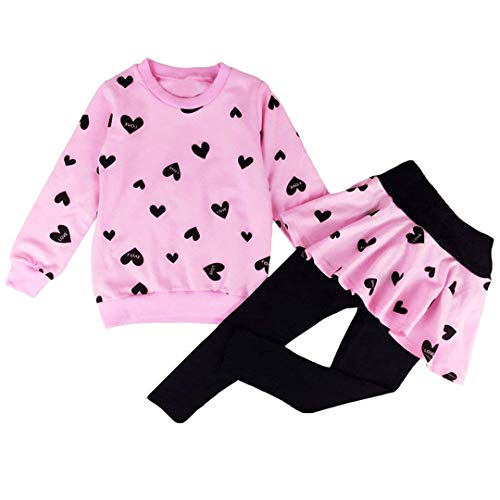 Little Girls' Heart Print Hoodie and Leggings Set
