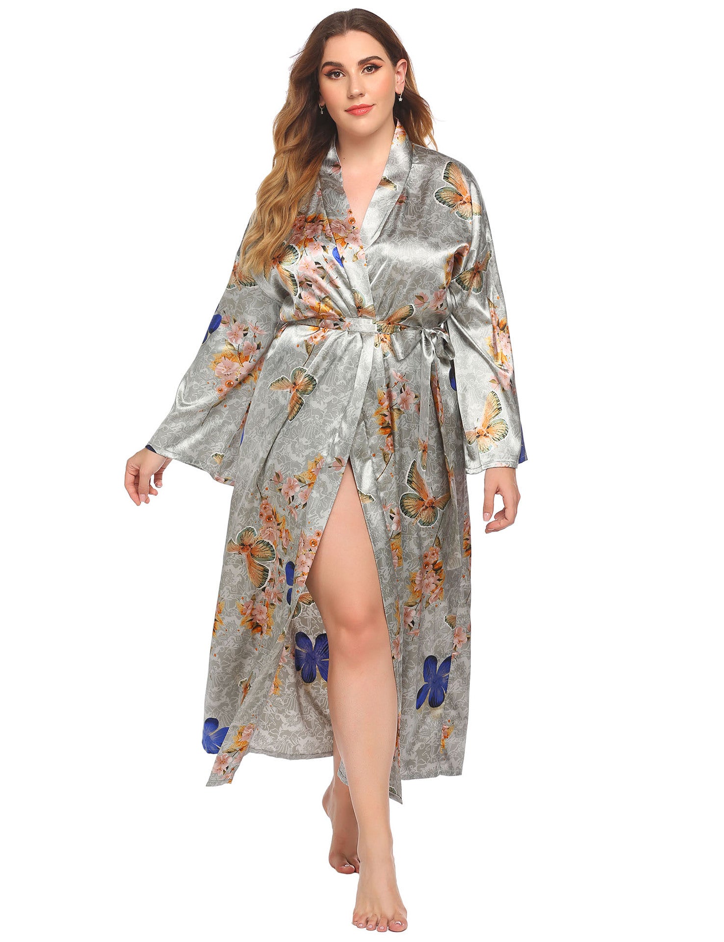 Flower Print Long Robes for Women