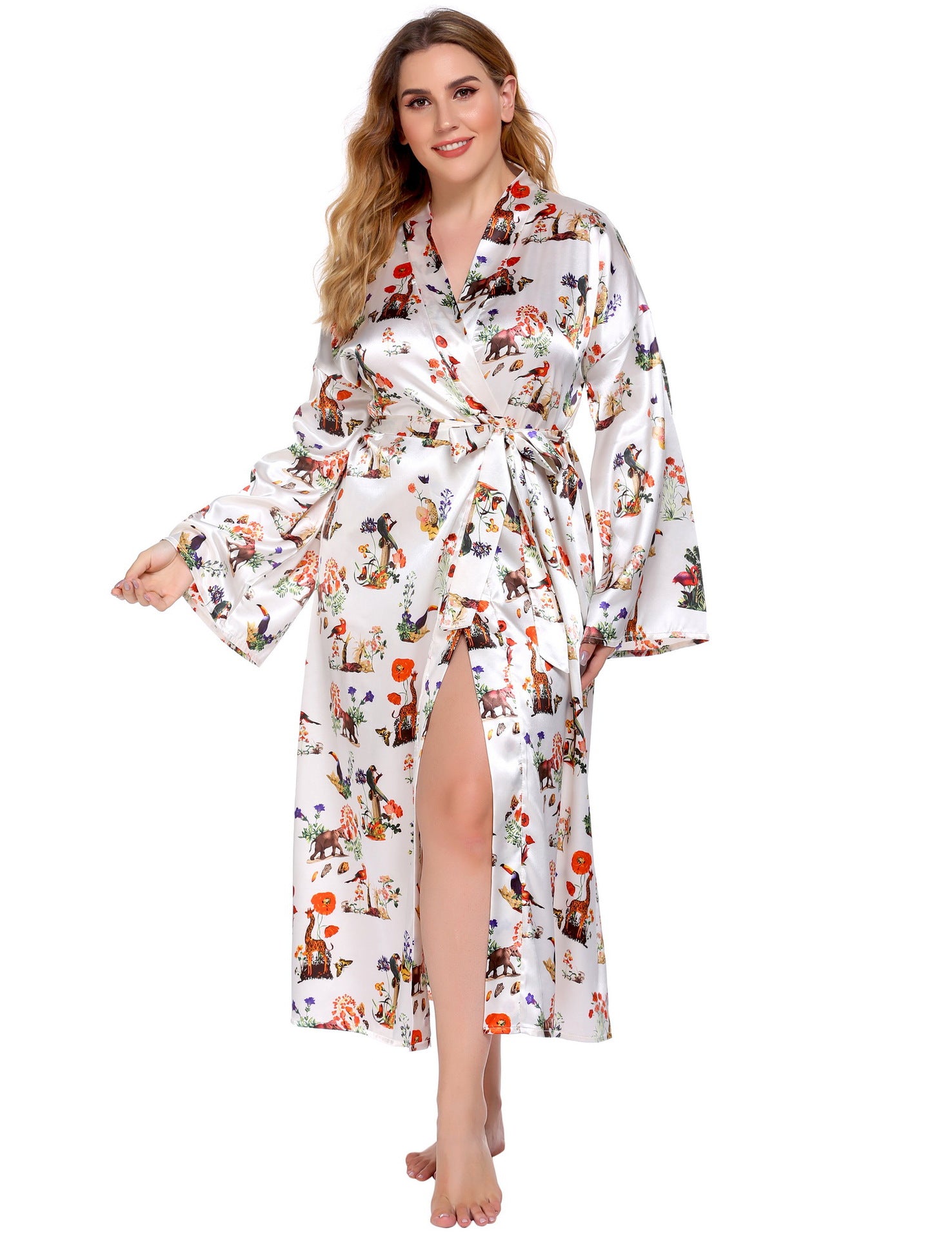 Flower Print Long Robes for Women
