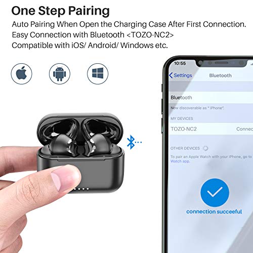 TOZO NC9 Active Noise Cancelling Earbuds, Black