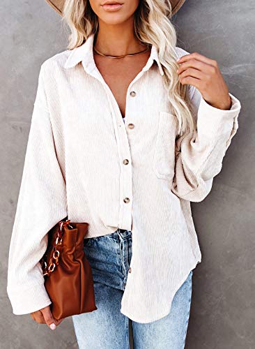 Astylish Womens Corduroy Button Down Blouse