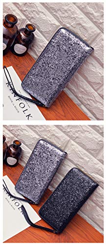 Glitter Zipper Wristlet Clutch