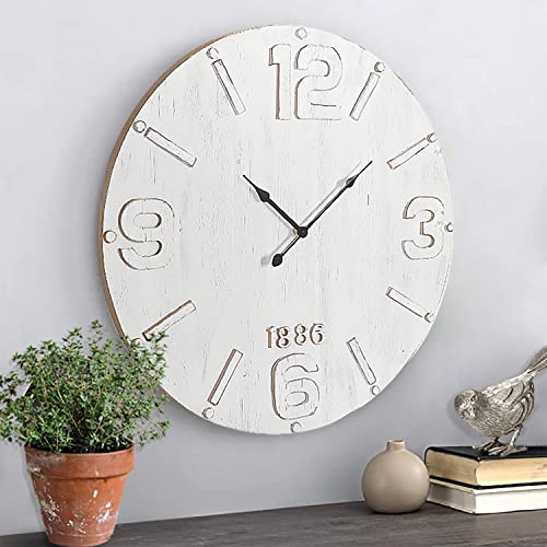 Hawoo Farmhouse White Wood Wall Clock